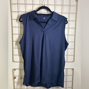 Navy Sleeveless‎ Polo Style Top | NWT | Size XL | Soft & Stretchy